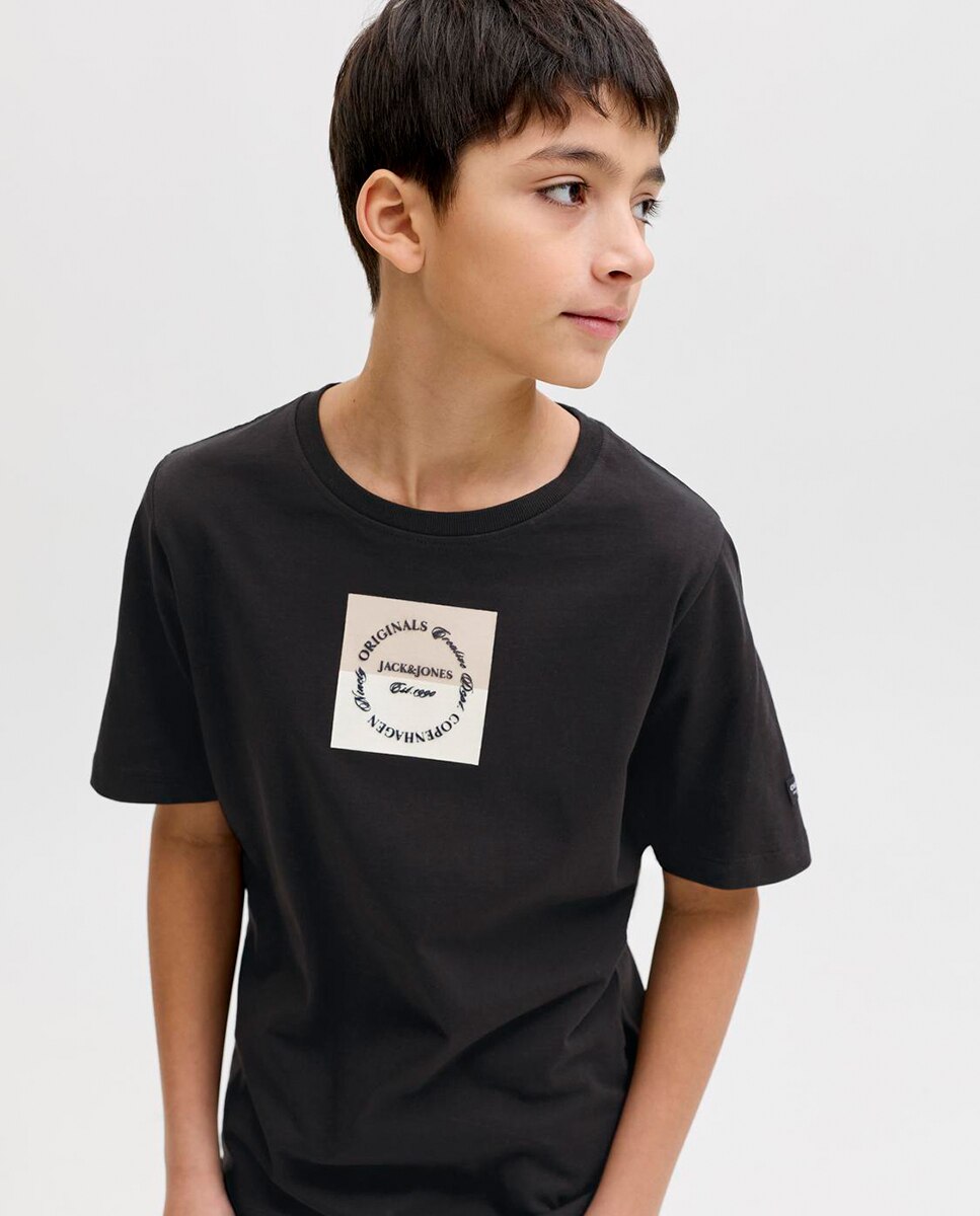 Camiseta de niño manga corta con print frontal - Jack & Jones - Negro Negro-2