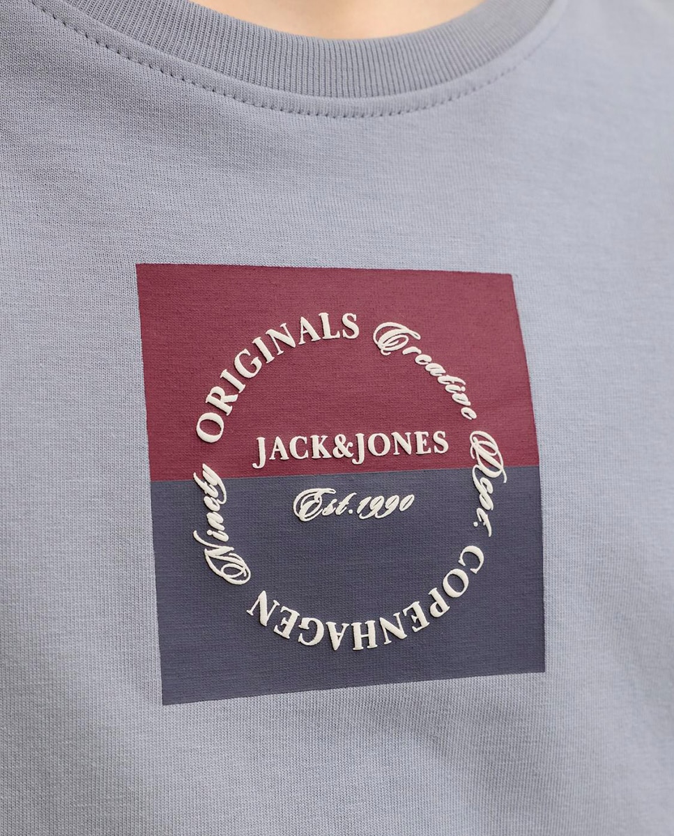 T-shirt de Manga Curta com Estampado à Frente Jack & Jones Cinzento-3