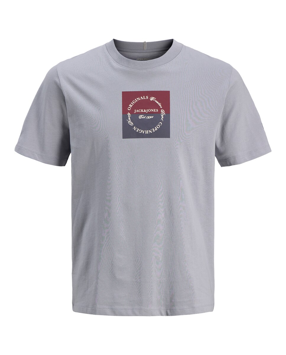 T-shirt de Manga Curta com Estampado à Frente Jack & Jones Cinzento-4