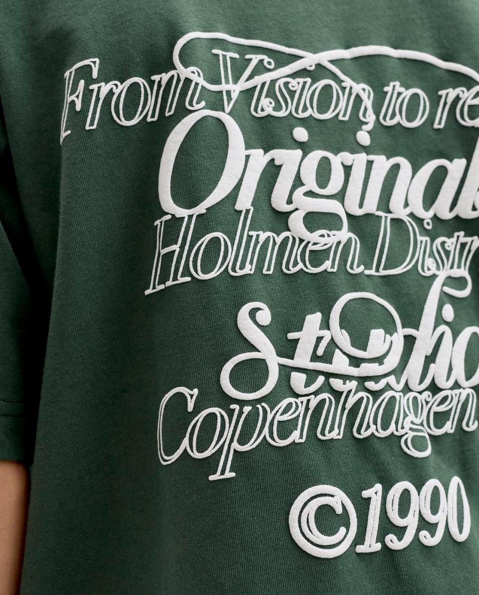 T-shirt de Manga Curta com Back Print Verde-3