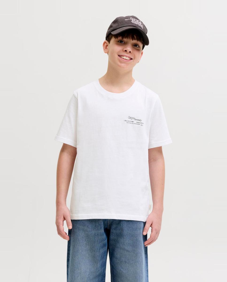 Camiseta de niño manga corta con back print - Jack & Jones - Blanco Blanco-1