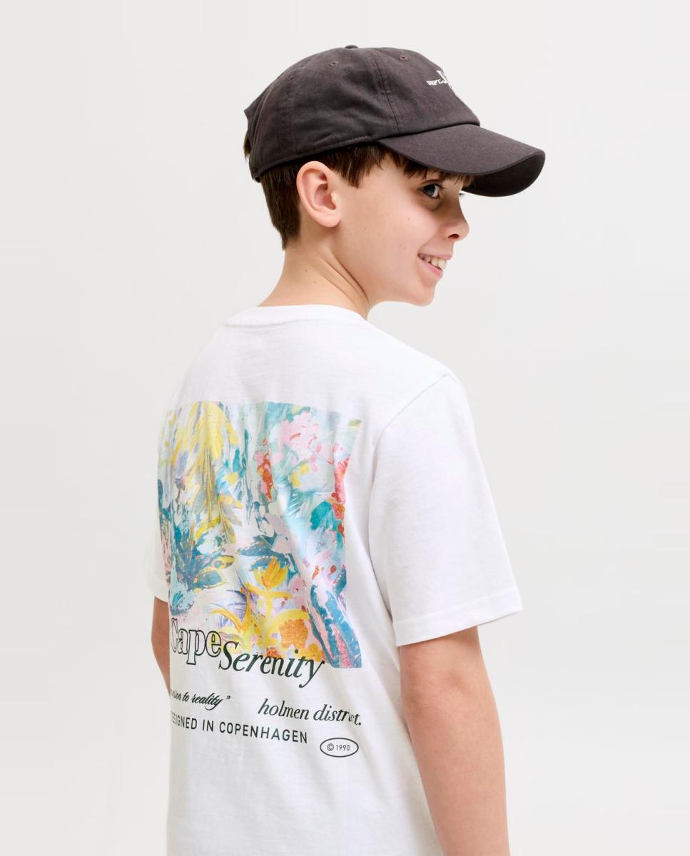 Camiseta de niño manga corta con back print - Jack & Jones - Blanco Blanco-2