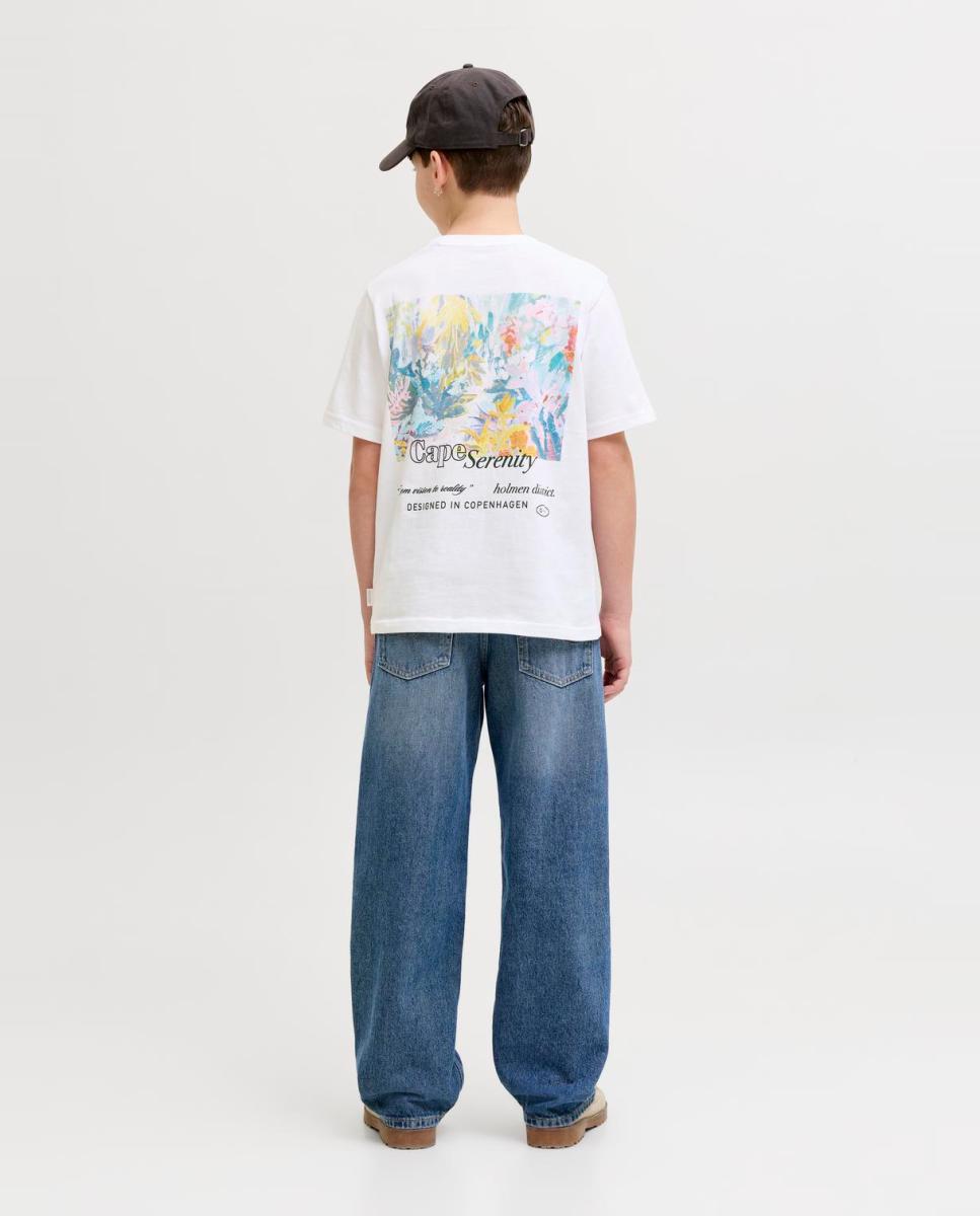 Camiseta de niño manga corta con back print - Jack & Jones - Blanco Blanco-3