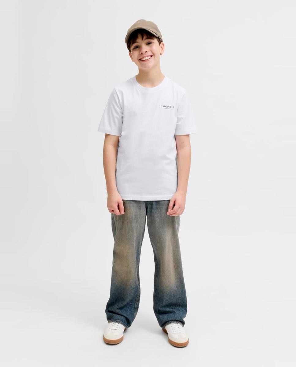 Camiseta de niño manga corta con back print - Jack & Jones - Blanco Blanco-1