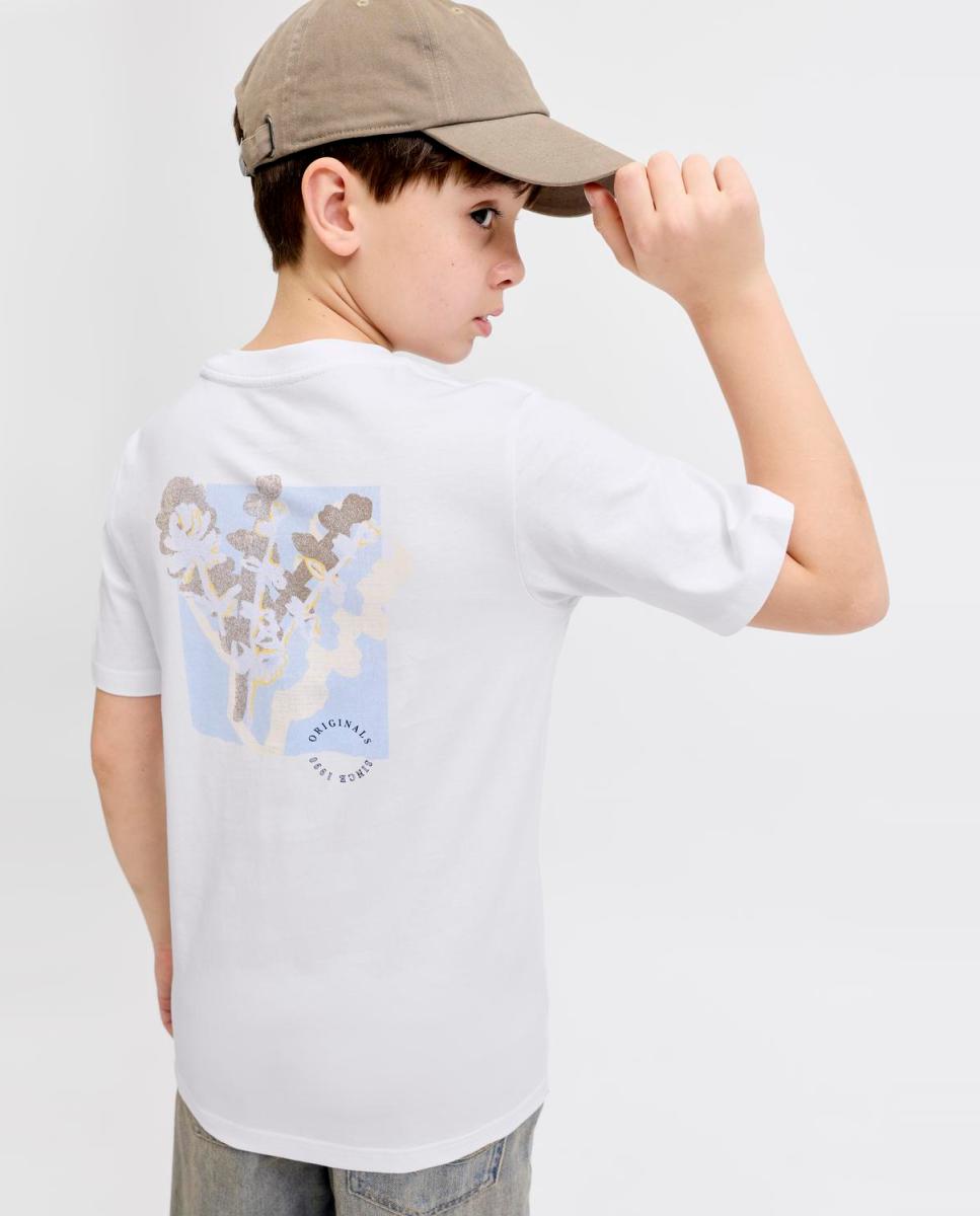 Camiseta de niño manga corta con back print - Jack & Jones - Blanco Blanco-3