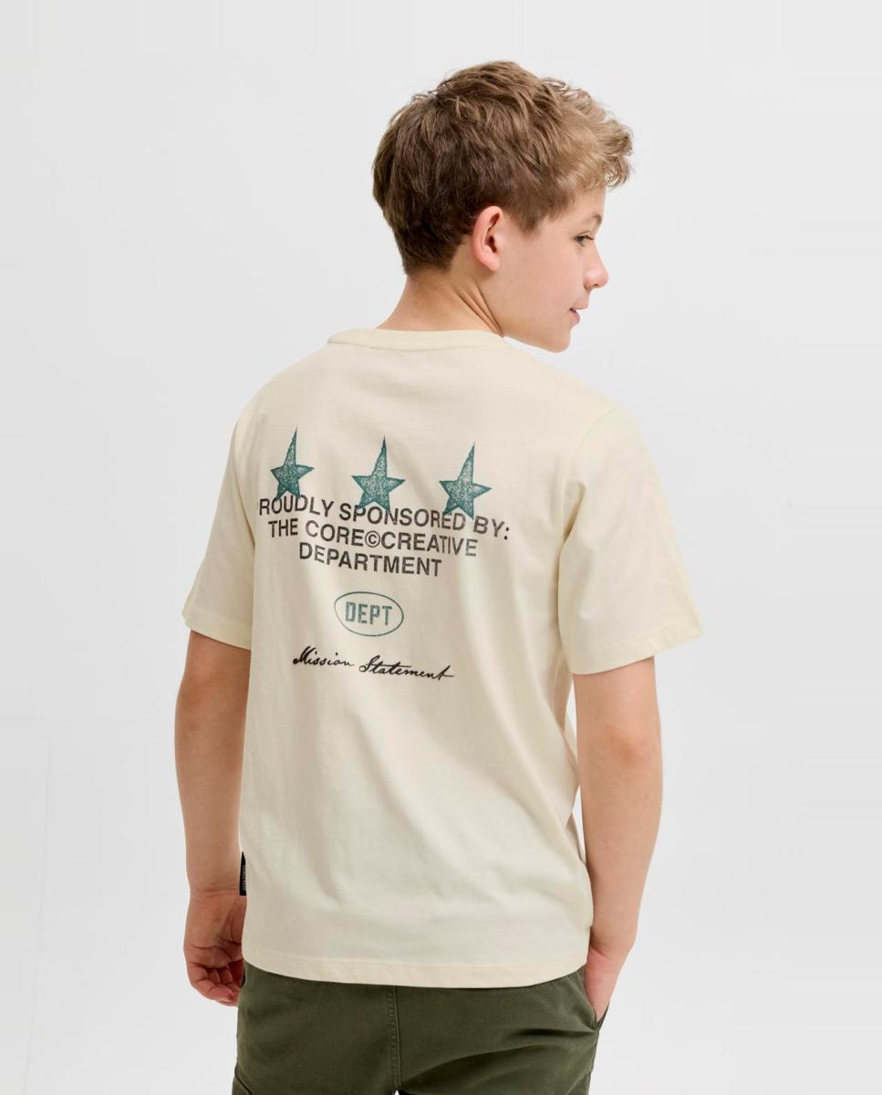 Camiseta de niño manga corta con back print - Jack & Jones - Crema Crema-2