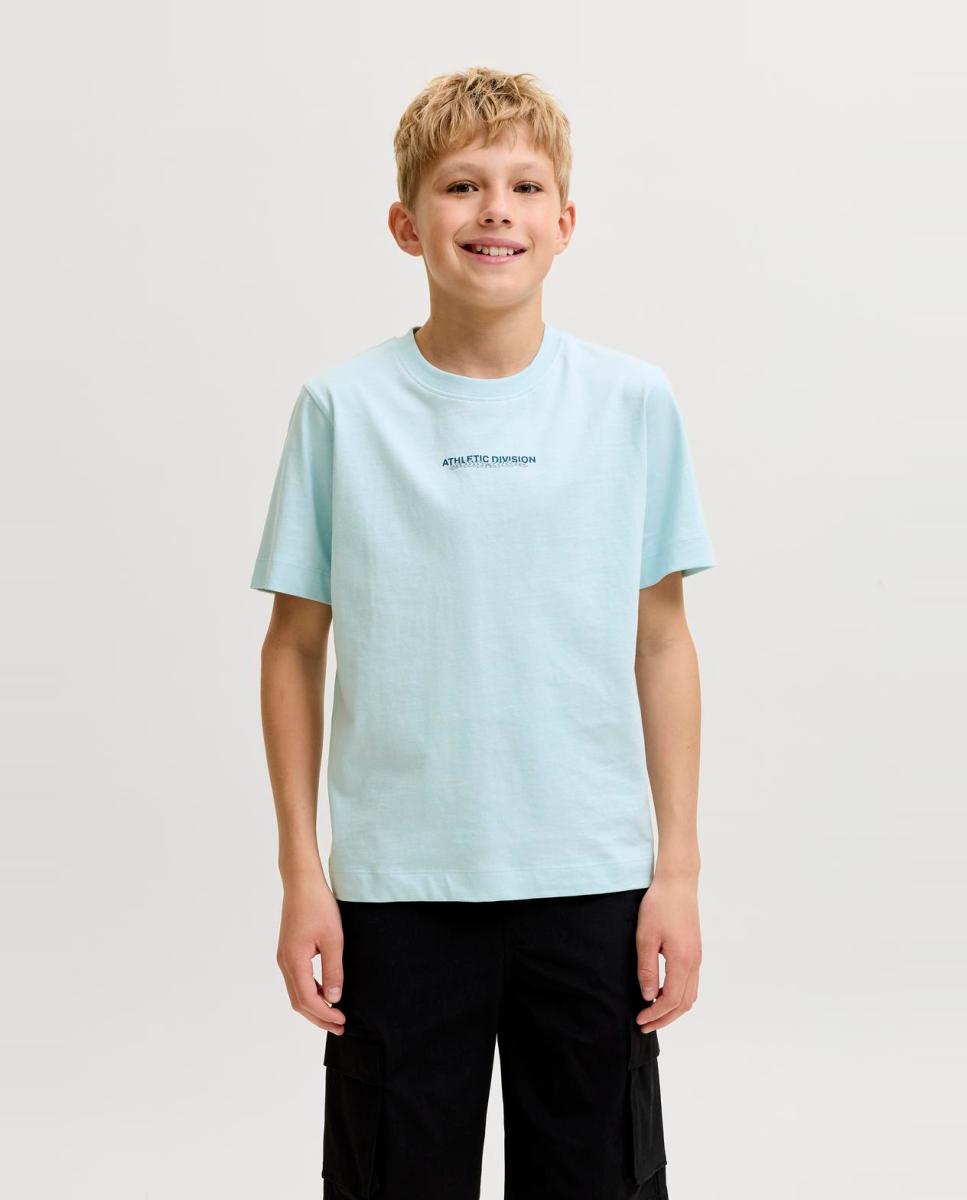 Camiseta de niño manga corta con back print - Jack & Jones - Azul claro Azul claro-1