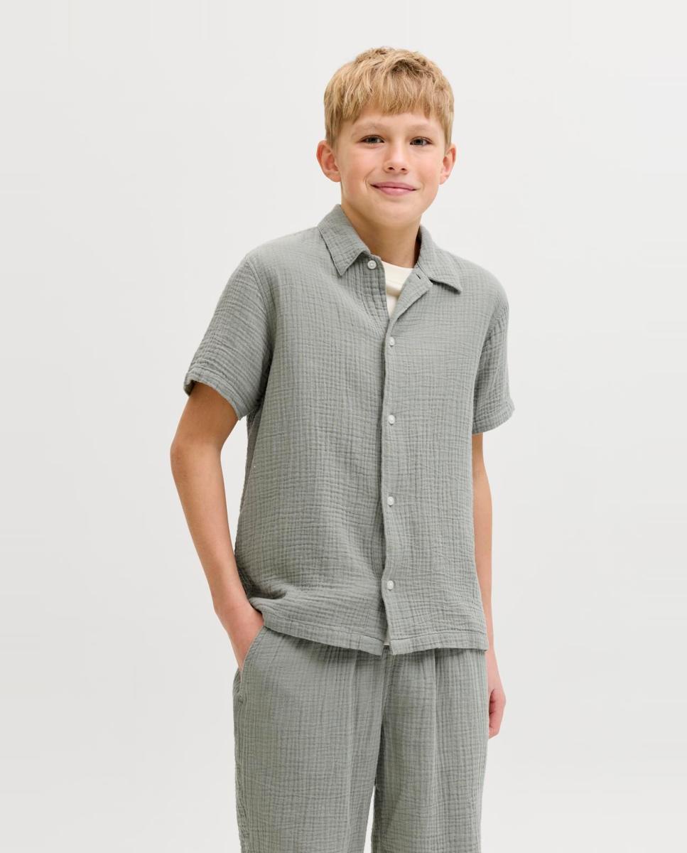 Camisa de niño con cuello resort de manga corta - Jack & Jones - Verde Verde-1