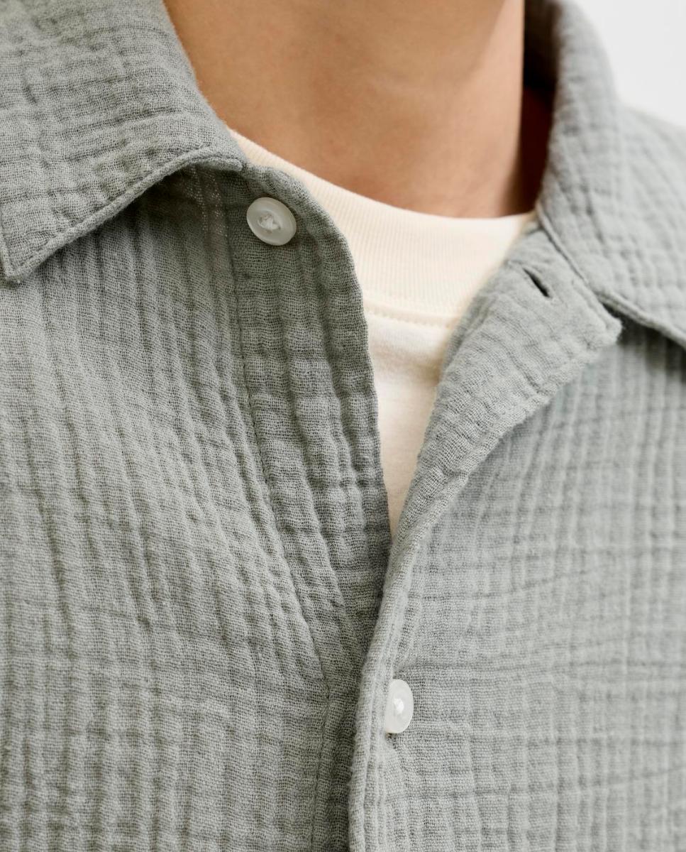 Camisa de niño con cuello resort de manga corta - Jack & Jones - Verde Verde-4