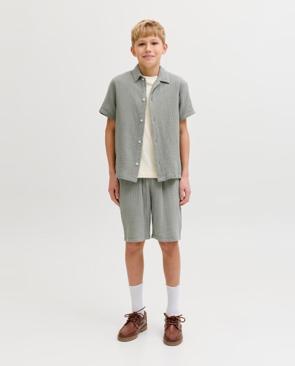 Camisa de niño con cuello resort de manga corta - Jack & Jones - Verde Verde-5