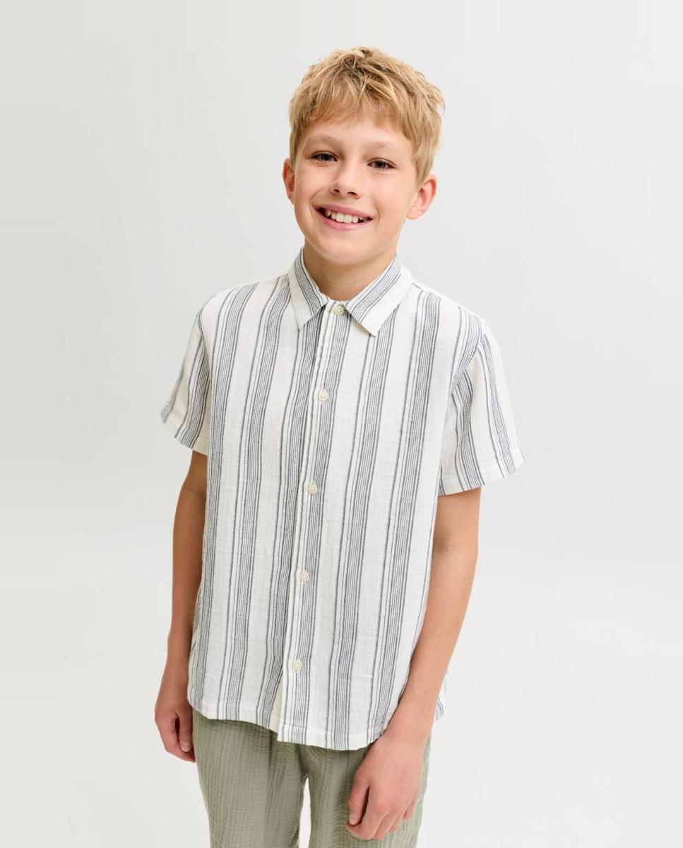 Camisa de niño con cuello resort de manga corta - Jack & Jones - Azul marino Azul marino-1