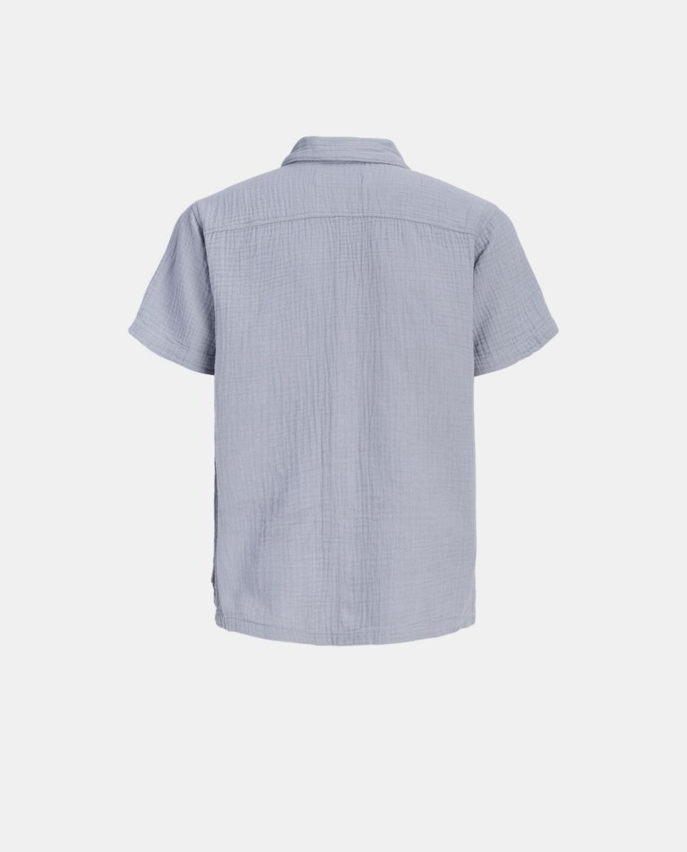 Camisa com Gola Resort e Manga Curta Azul-6