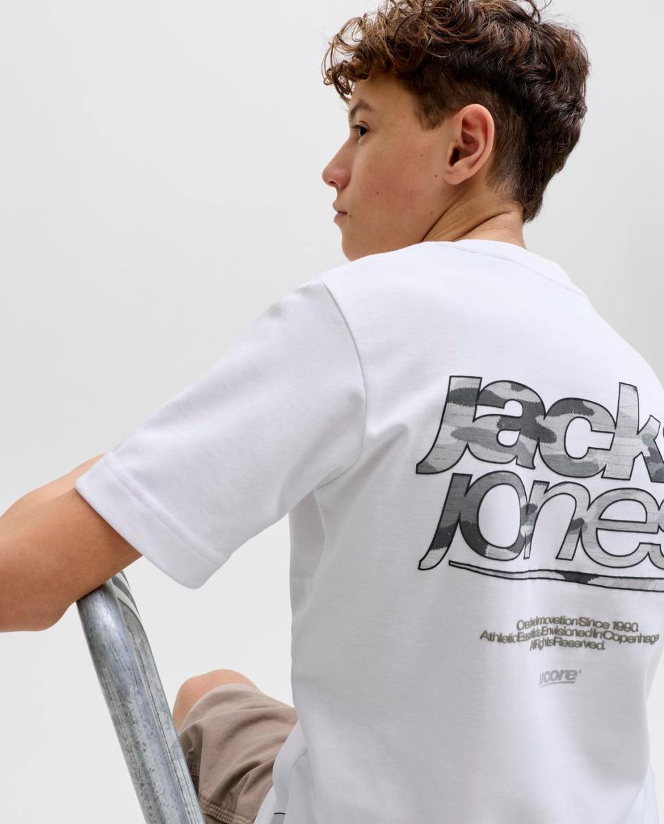 Camiseta de niño manga corta con back print - Jack & Jones - Blanco Blanco-3