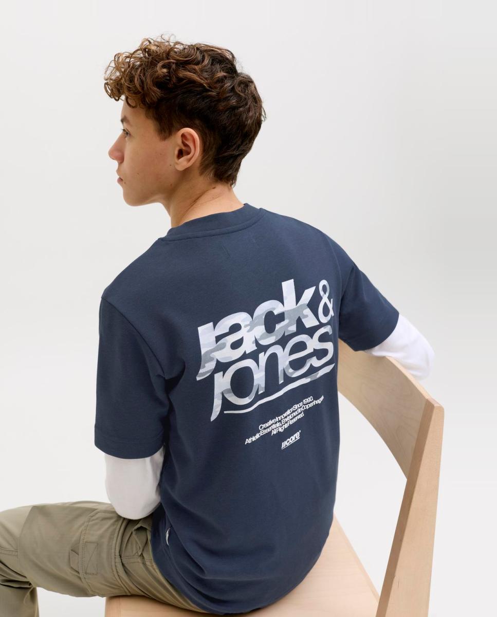 T-shirt de Manga Curta com Back Print Jack & Jones Azul-marinho-2