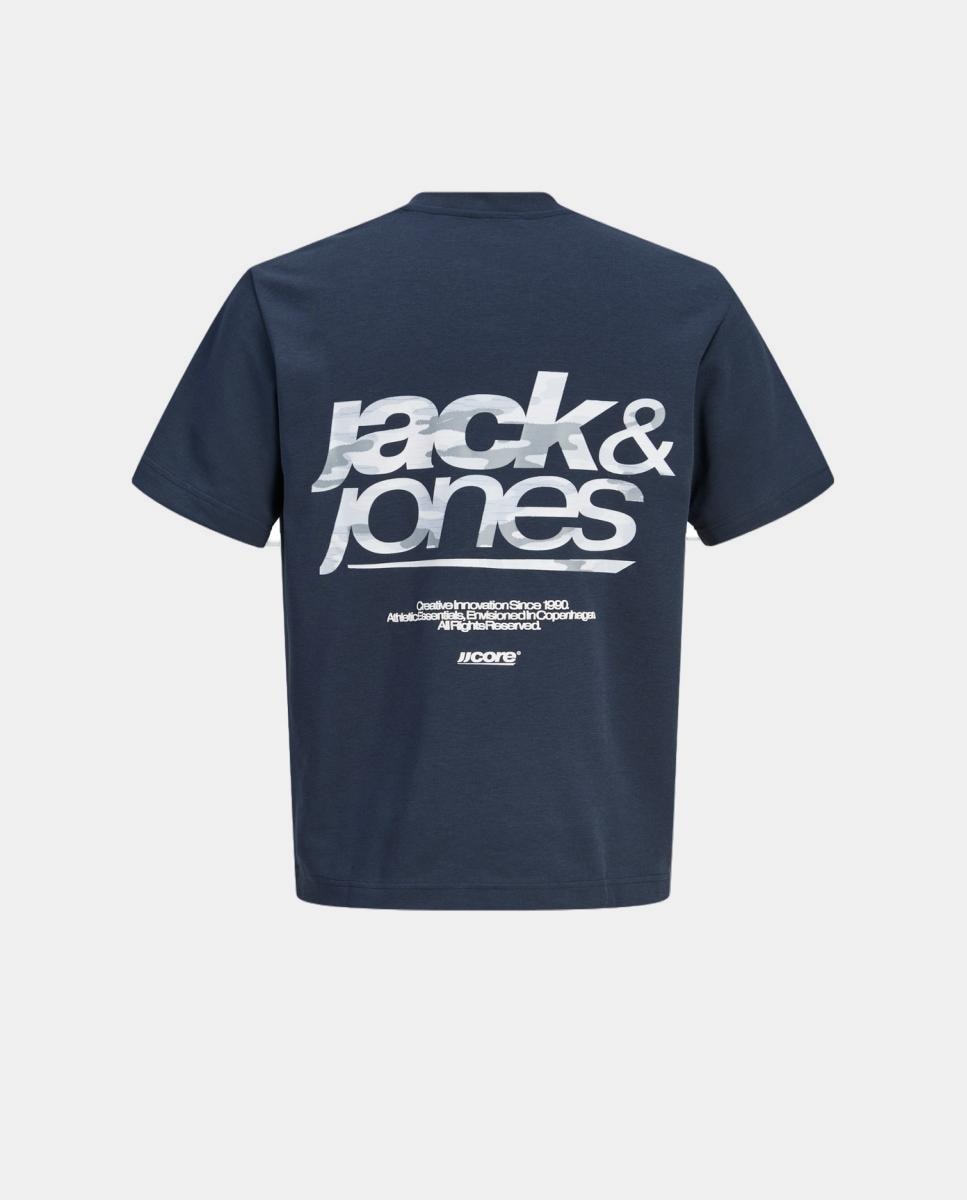 T-shirt de Manga Curta com Back Print Jack & Jones Azul-marinho-6