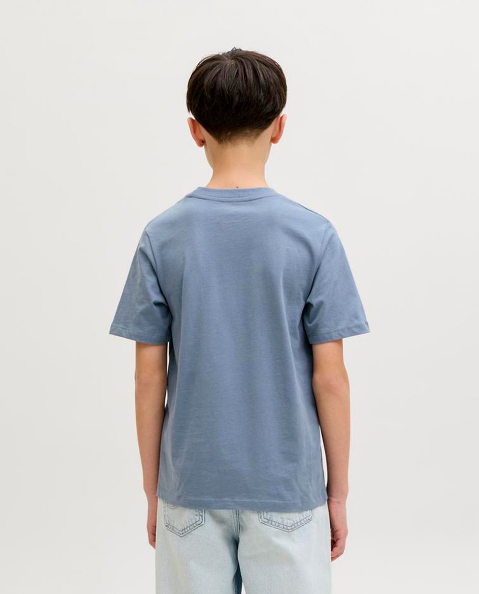T-shirt de Manga Curta com Estampado Lateral Pequeno Jack & Jones Azul-2