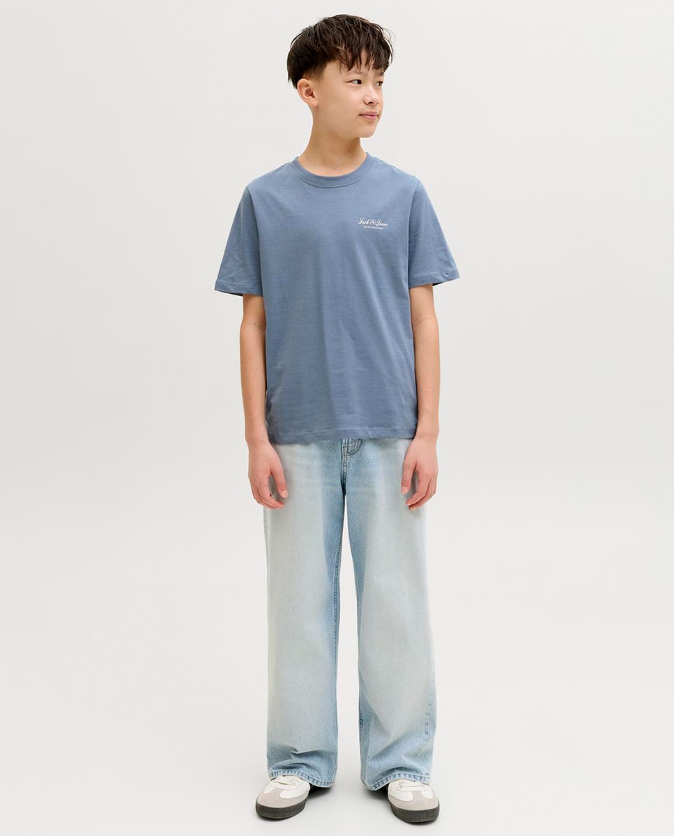 T-shirt de Manga Curta com Estampado Lateral Pequeno Jack & Jones Azul-3