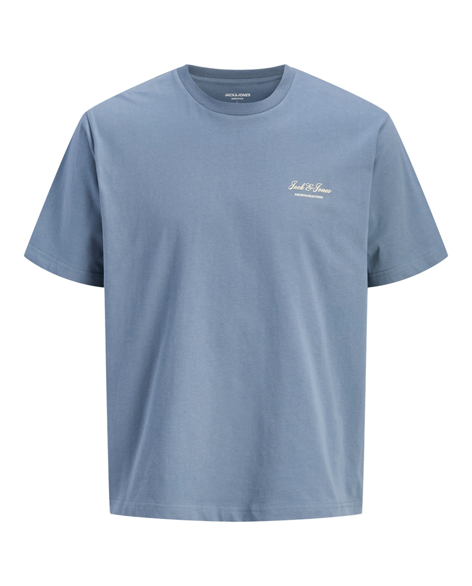 T-shirt de Manga Curta com Estampado Lateral Pequeno Jack & Jones Azul-4