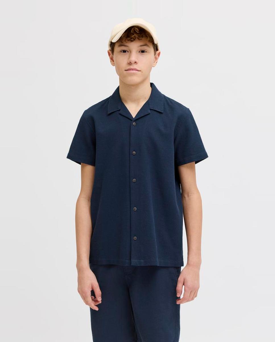 Camisa de niño con cuello resort de manga corta - Jack & Jones - Azul marino Azul marino-1