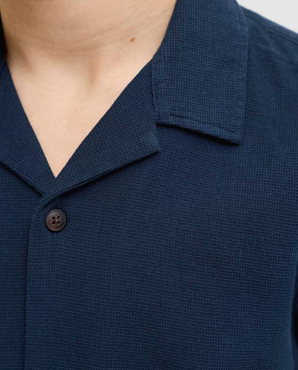 Camisa de niño con cuello resort de manga corta - Jack & Jones - Azul marino Azul marino-3