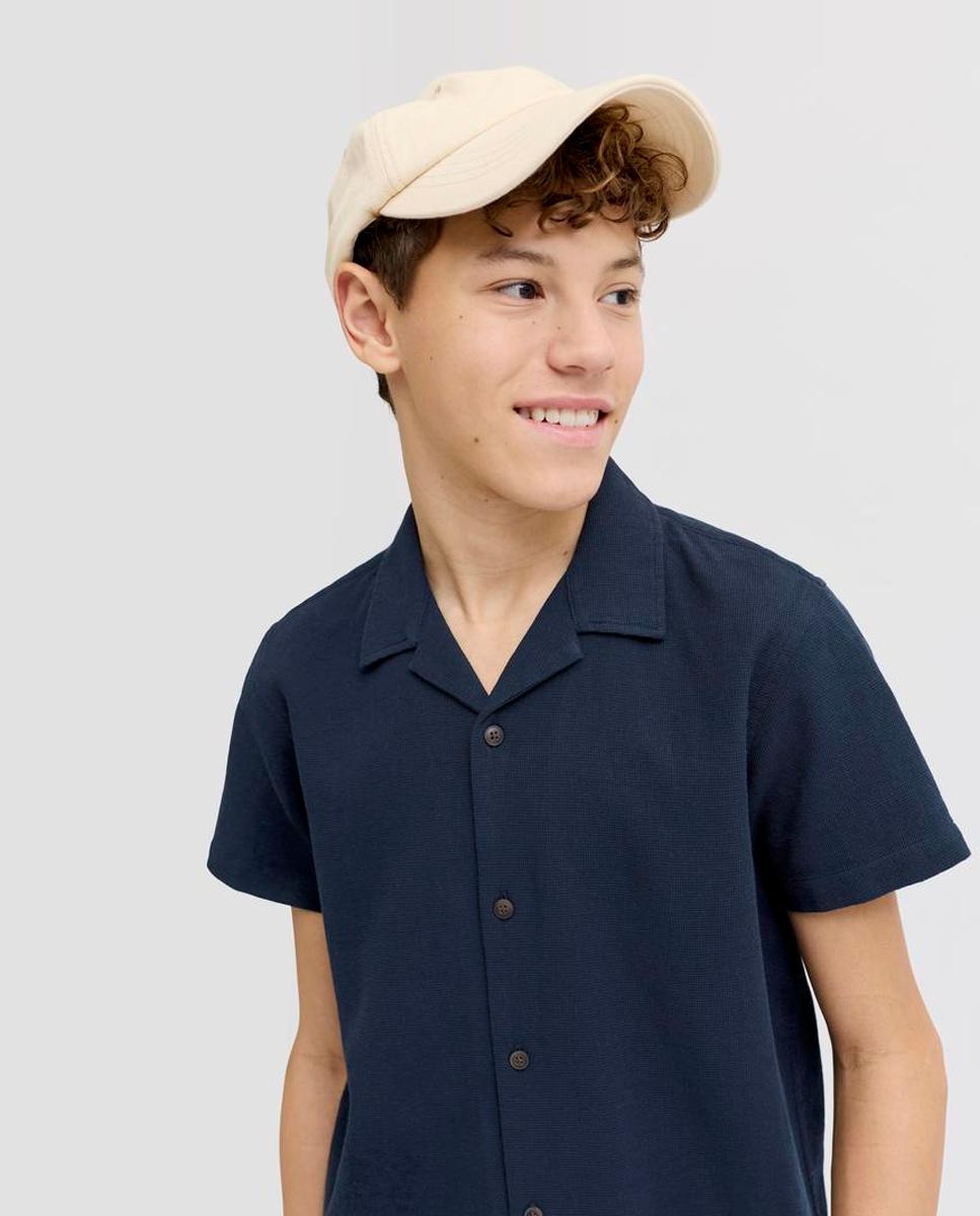 Camisa de niño con cuello resort de manga corta - Jack & Jones - Azul marino Azul marino-5