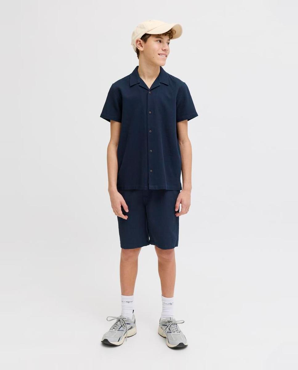 Camisa de niño con cuello resort de manga corta - Jack & Jones - Azul marino Azul marino-6
