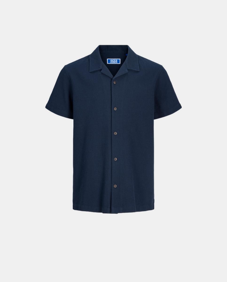 Camisa de niño con cuello resort de manga corta - Jack & Jones - Azul marino Azul marino-7