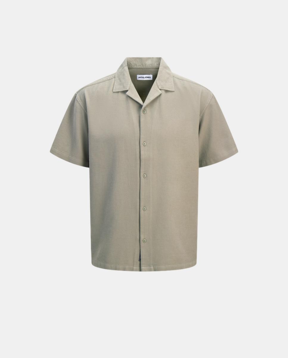 Camisa com Gola Resort e Manga Curta Castanho-7