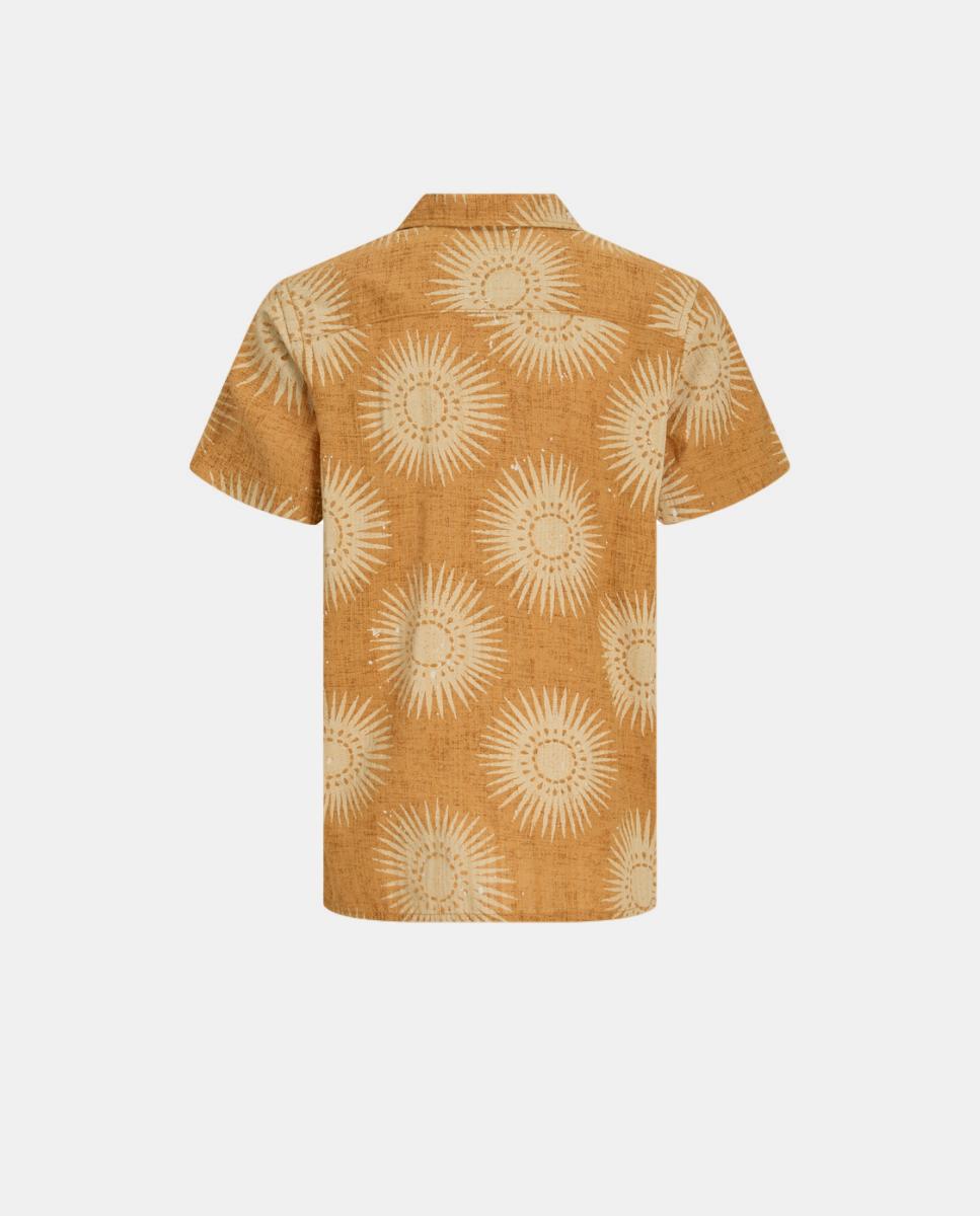 Camisa Estampada com Colarinho Resort e Manga Curta Amarelo-6