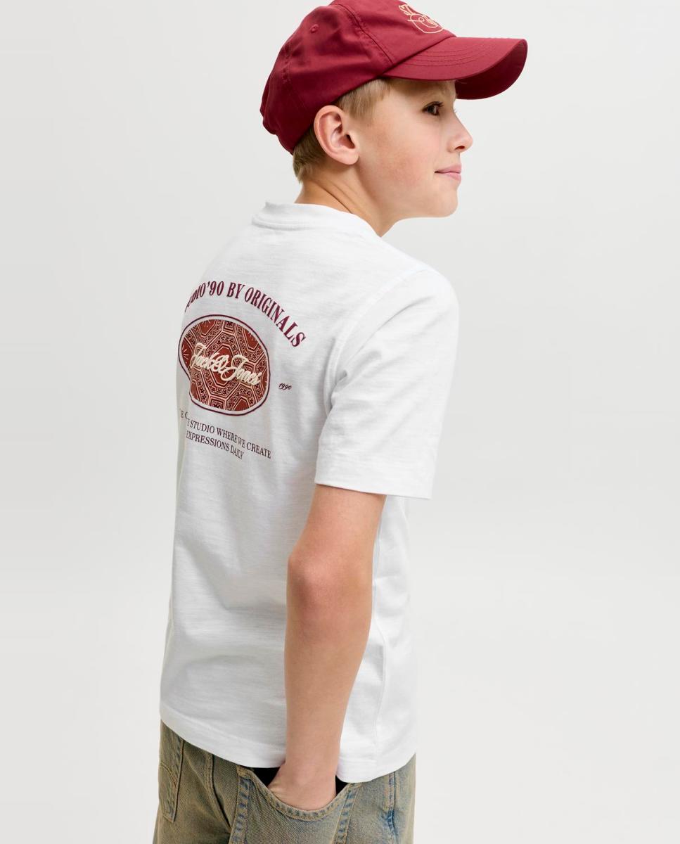 Camiseta de niño manga corta con back print - Jack & Jones - Blanco Blanco-2