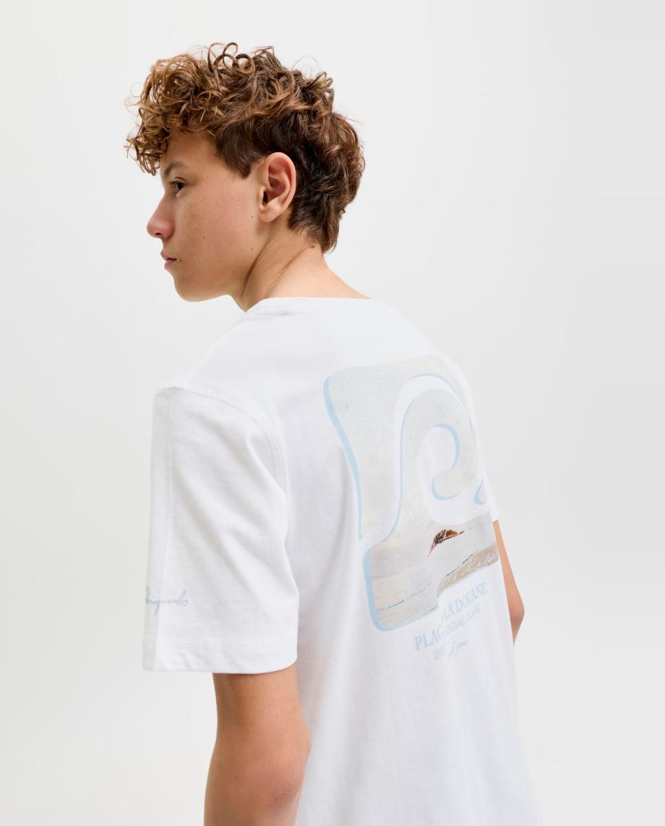 Camiseta de niño manga corta con back print - Jack & Jones - Blanco Blanco-2