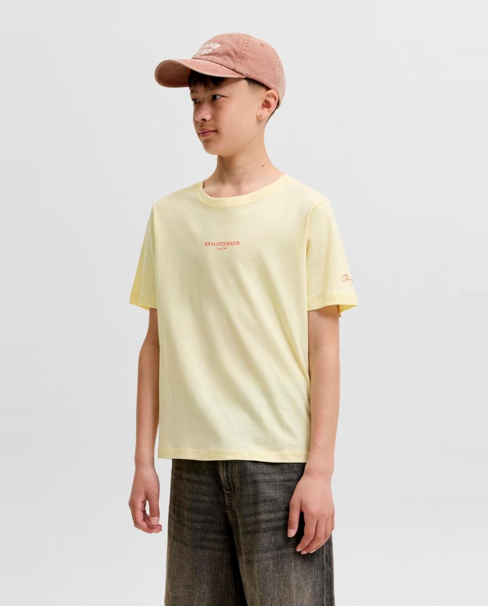Camiseta de niño manga corta con back print - Jack & Jones - Amarillo Amarillo-1