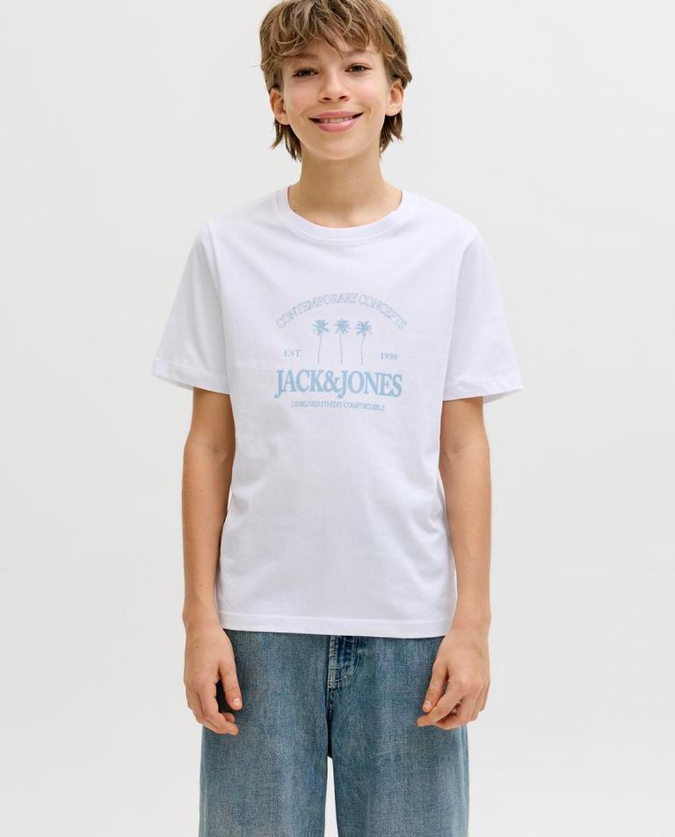 T-shirt de Manga Curta com Estampado à Frente Jack & Jones Branco-1