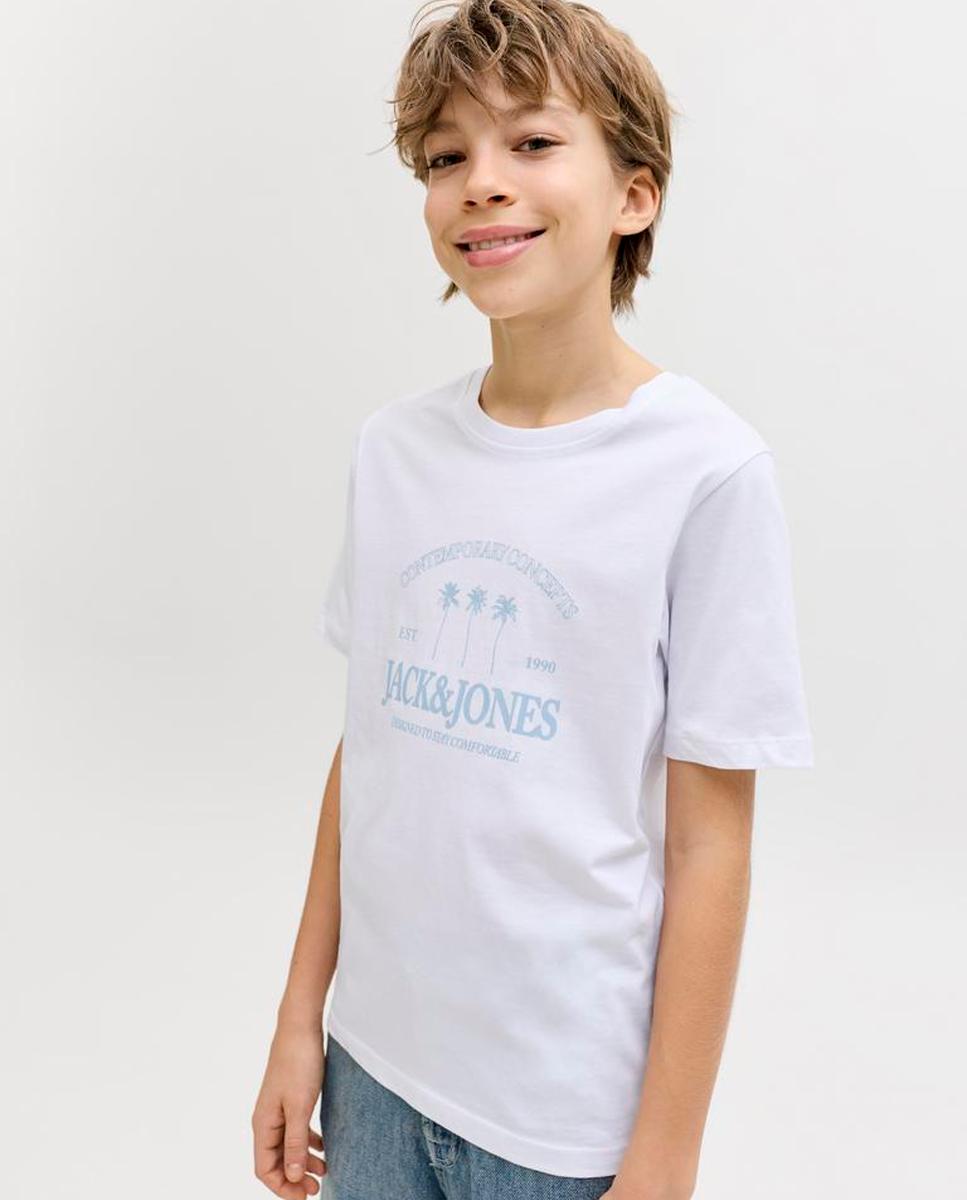 T-shirt de Manga Curta com Estampado à Frente Jack & Jones Branco-4
