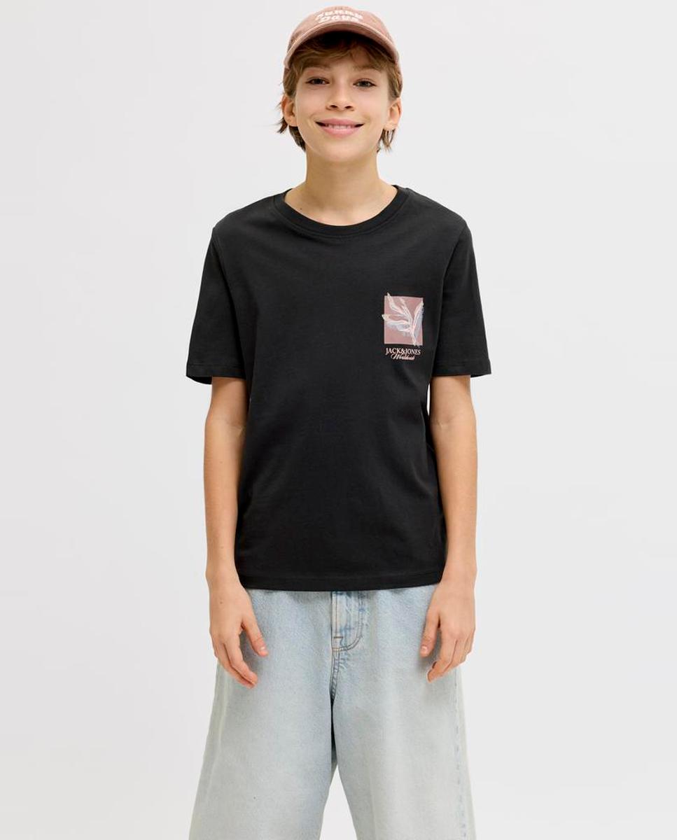 T-shirt de Manga Curta com Estampado Lateral Pequeno Jack & Jones Preto-1