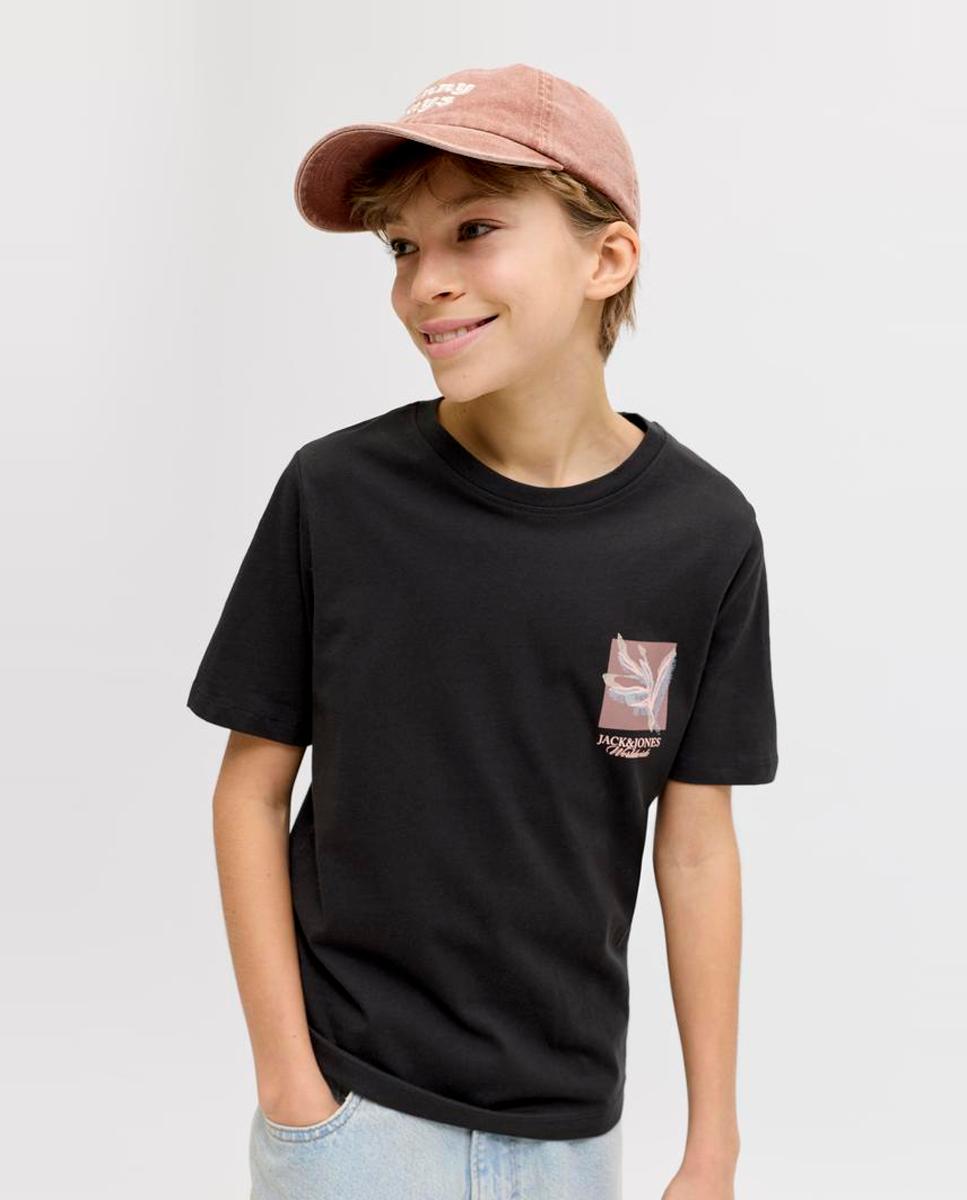 T-shirt de Manga Curta com Estampado Lateral Pequeno Jack & Jones Preto-3