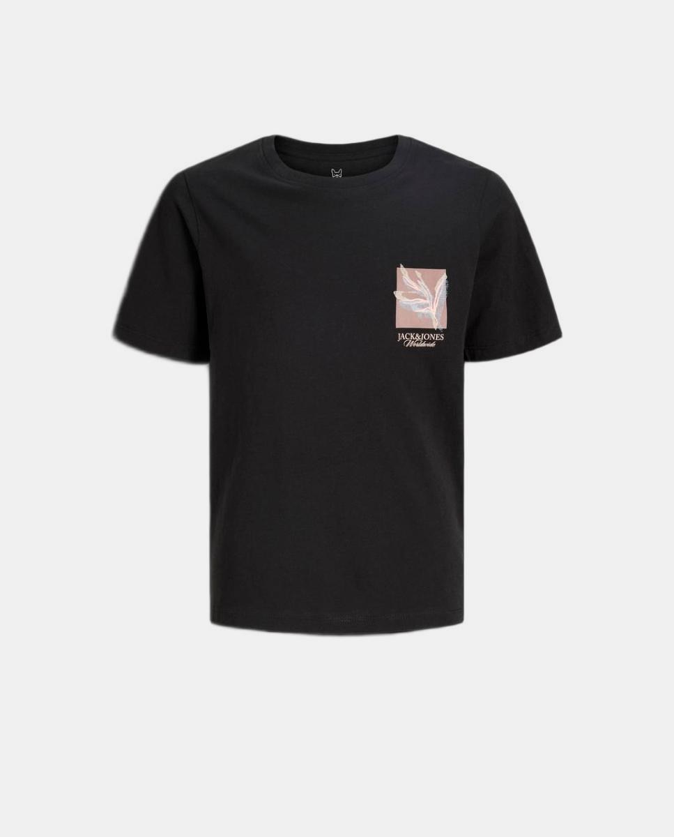 T-shirt de Manga Curta com Estampado Lateral Pequeno Jack & Jones Preto-7
