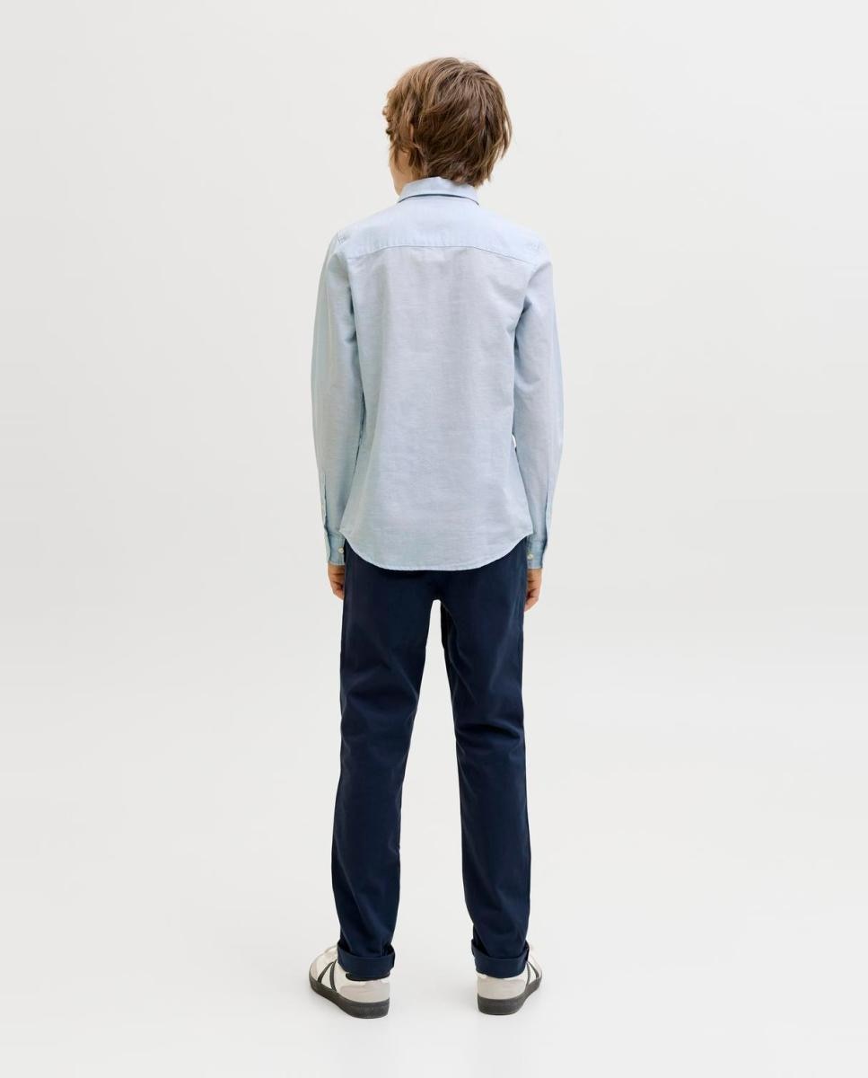 Camisa de Linho Lisa com Manga Comprida Jack & Jones Azul-claro-2