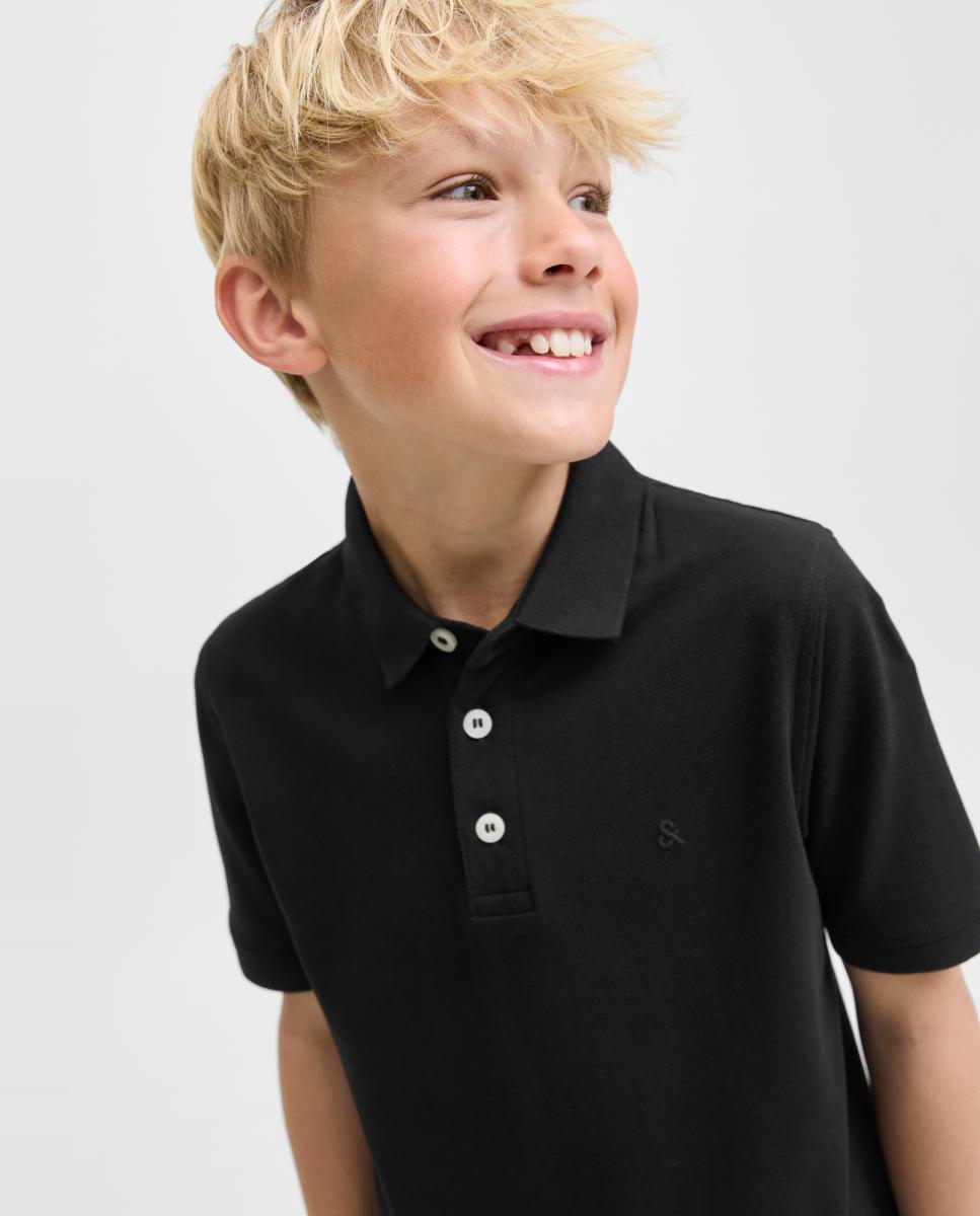 Polo de niño de piqué con manga corta - Jack & Jones - Negro Negro-3