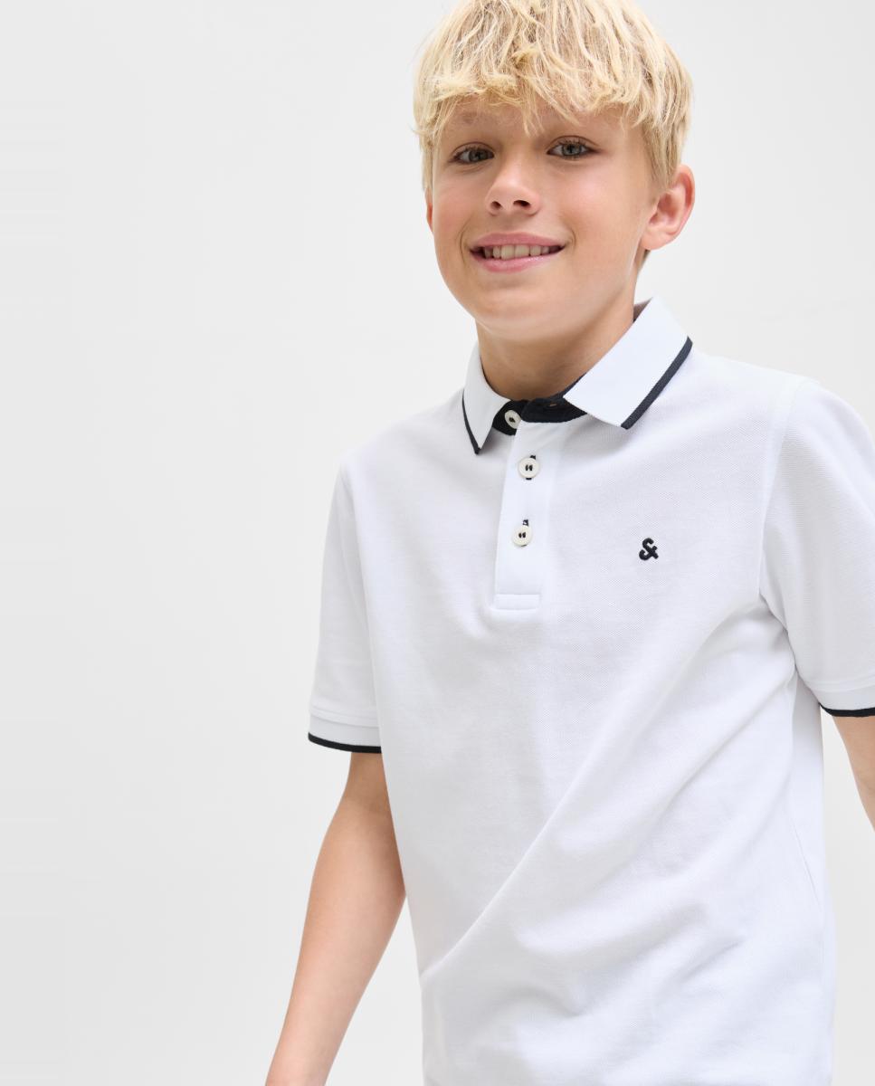 Polo Piqué com Manga Curta Jack & Jones Branco-3