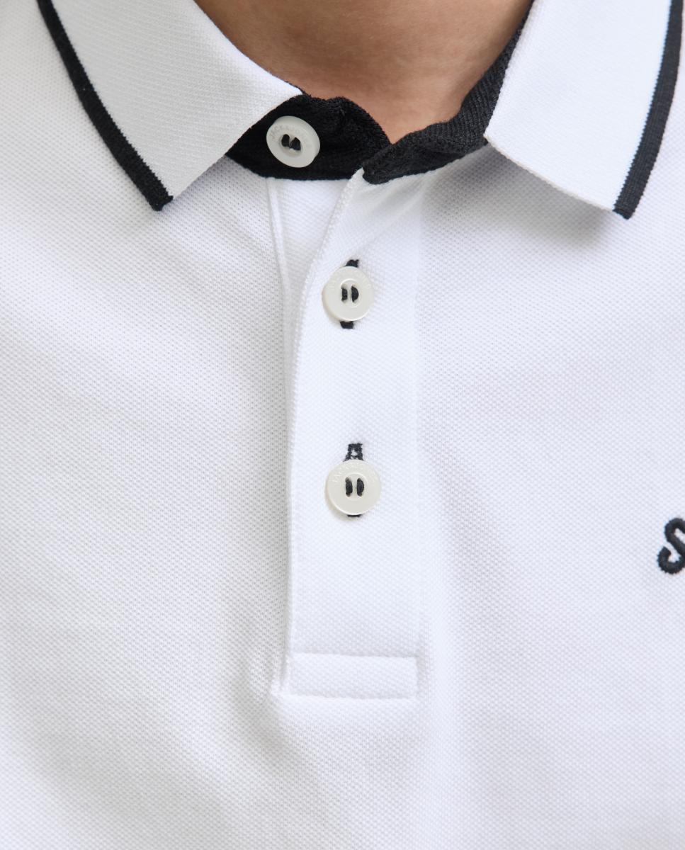 Polo Piqué com Manga Curta Jack & Jones Branco-4