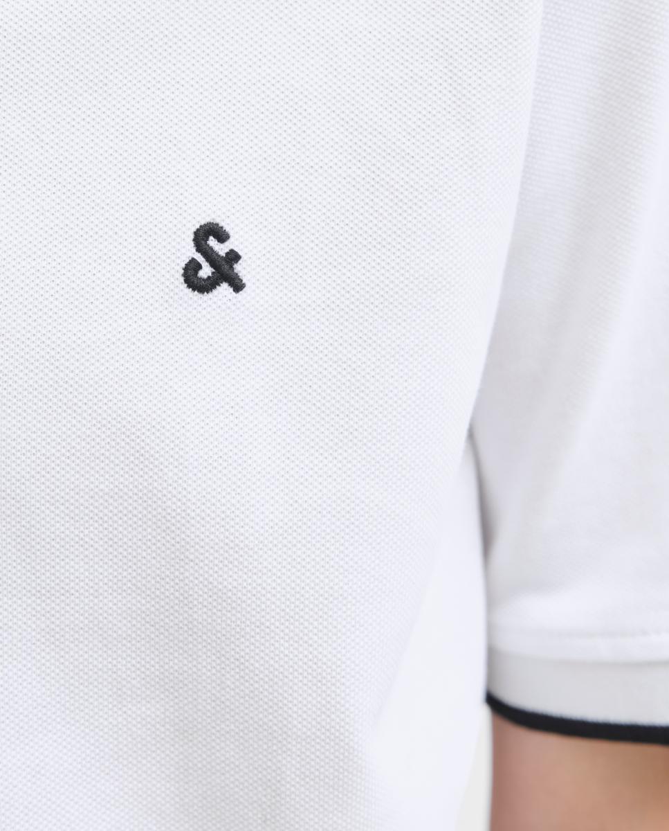 Polo Piqué com Manga Curta Jack & Jones Branco-5