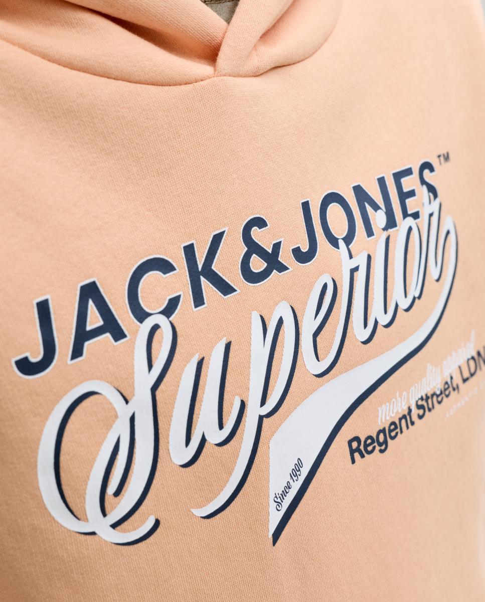 Sudadera de niño con capucha y print frontal - Jack & Jones - Gris Naranja-4