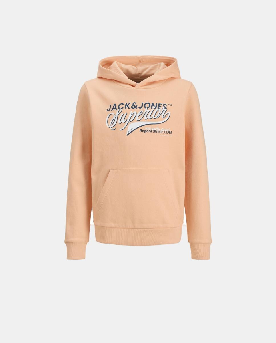 Sudadera de niño con capucha y print frontal - Jack & Jones - Gris Naranja-6