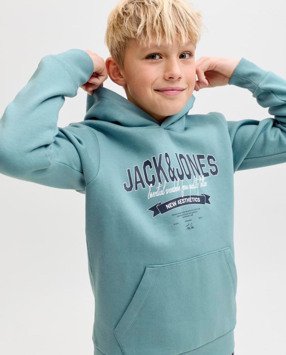 Sweatshirt com Capuz e Estampado à Frente Verde-claro-3