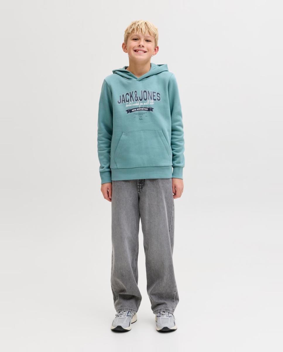Sweatshirt com Capuz e Estampado à Frente Verde-claro-4