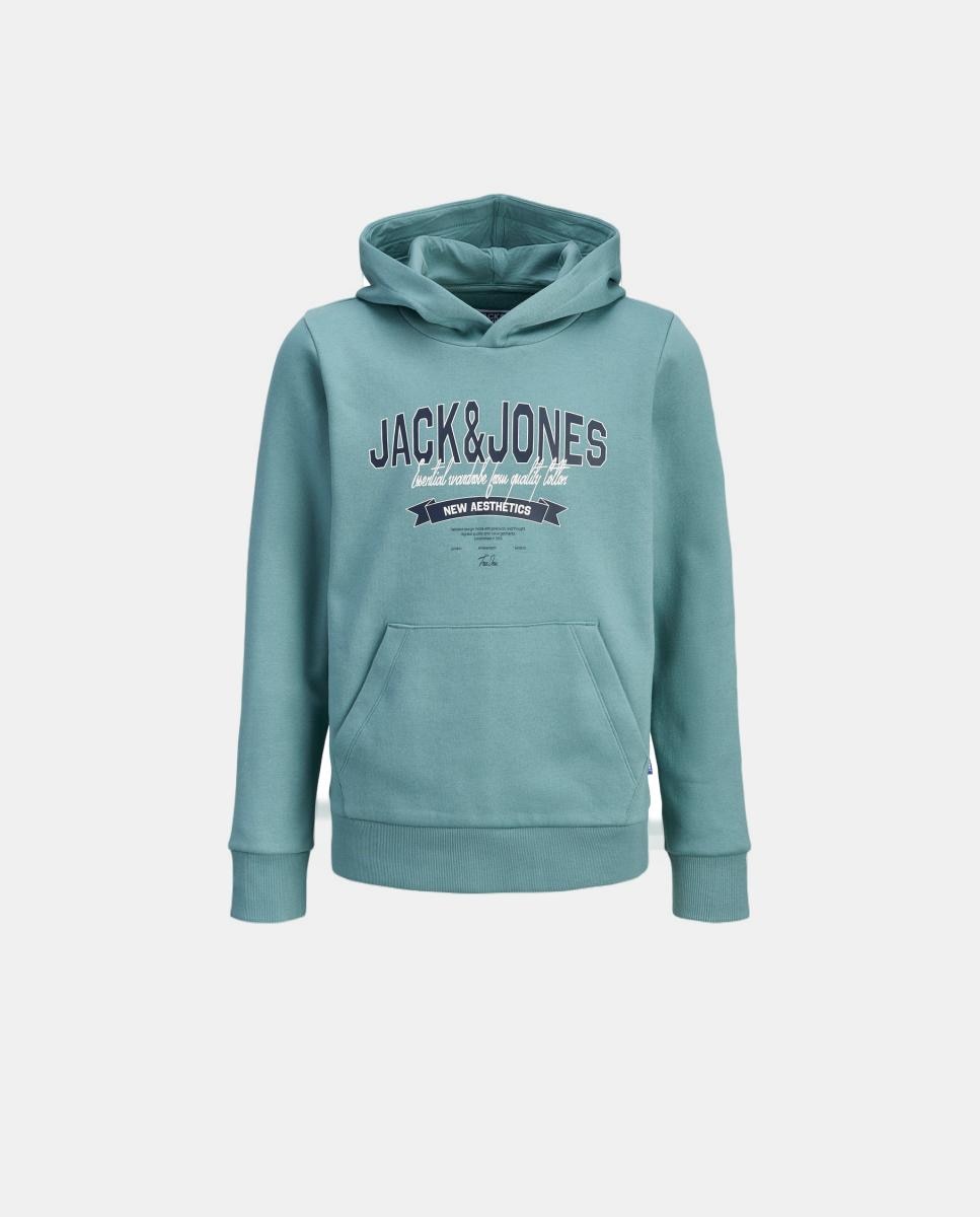 Sweatshirt com Capuz e Estampado à Frente Verde-claro-5