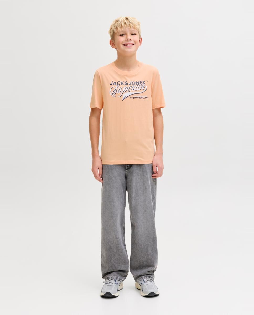 Camiseta de niño manga corta con print frontal - Jack & Jones - Naranja Naranja-5