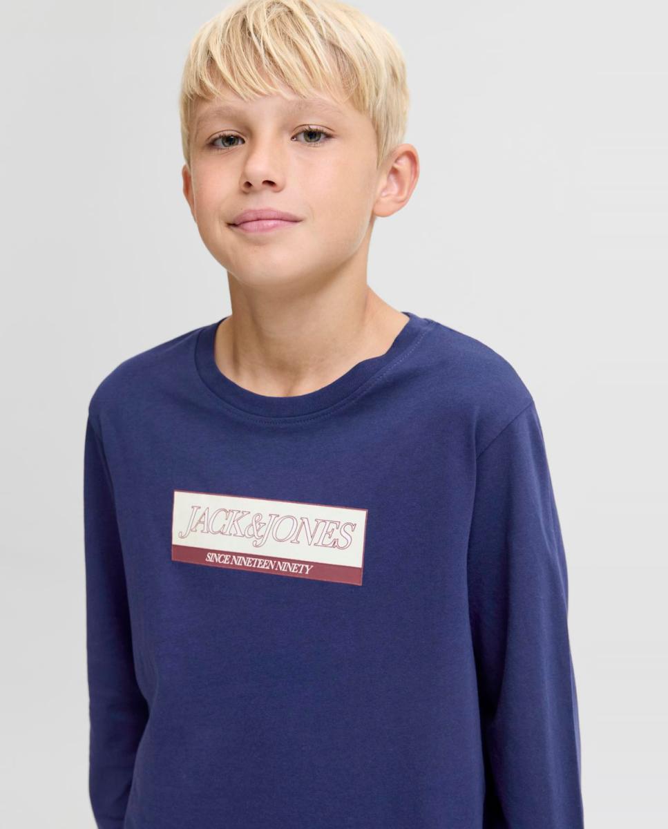 Camisola de Manga Comprida com Estampado à Frente Azul-marinho-3