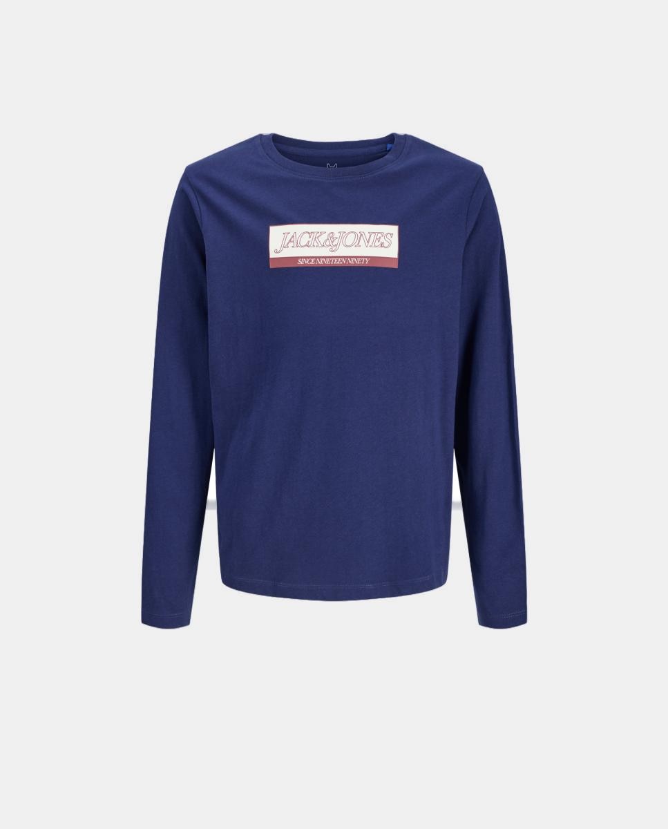 Camisola de Manga Comprida com Estampado à Frente Azul-marinho-6